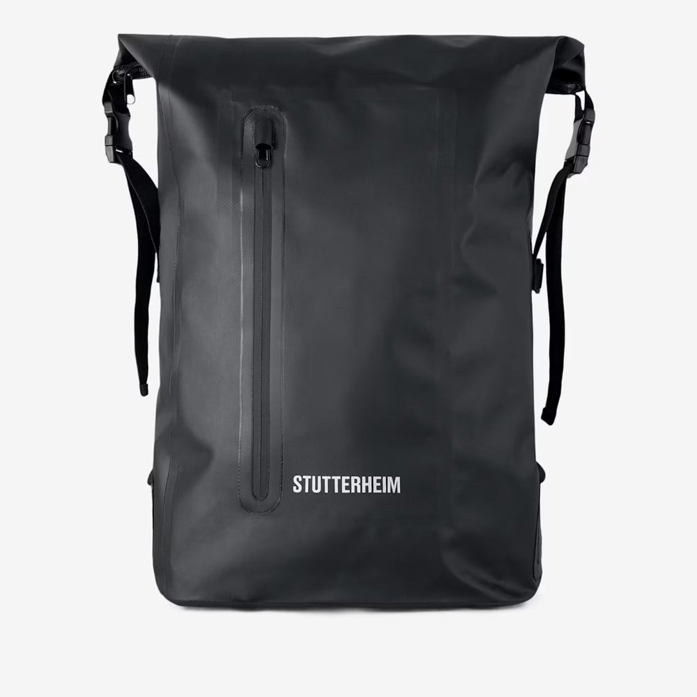 Stutterheim Black Rolltop Rain Backpack